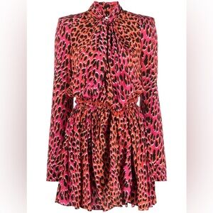 Zadig & Voltaire Pink Leopard Mini Dress 100% SILK NTW